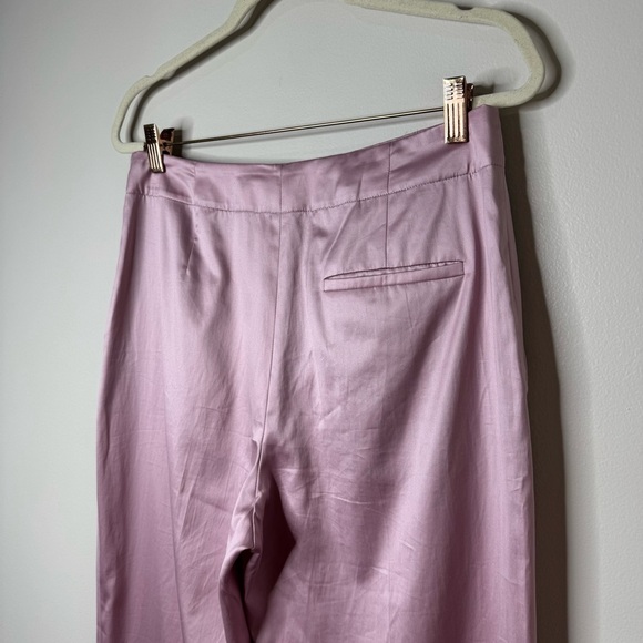 Theory Pink Purple Cotton Chintz Clean High Waisted Tapered Satin Look Pant - Picture 5 of 12